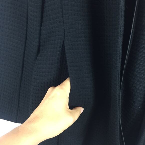 Eileen Fisher Black Geometric Cardi Jacket Small Stretch Textured Open Lagenlook - Picture 10 of 15